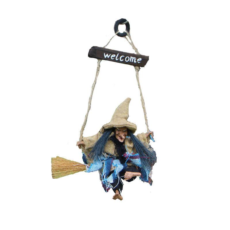 Colgante de puerta de escoba de bruja de Halloween transfronterizo Bar KVT Decoración de la escena de la fiesta del centro comercial Colgante de la casa