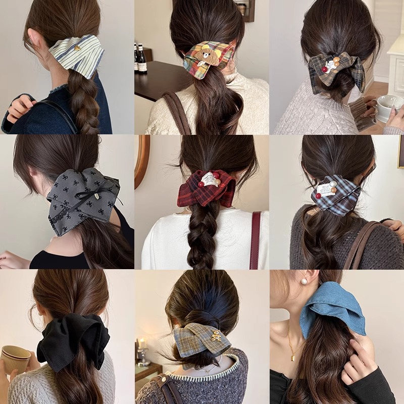 Toallas cuadradas de alta sensación arco intestino grueso anillo de cabello red rojo 2025 nuevo caballo de cola alta cuerda de cabello de niñas correa de cabello