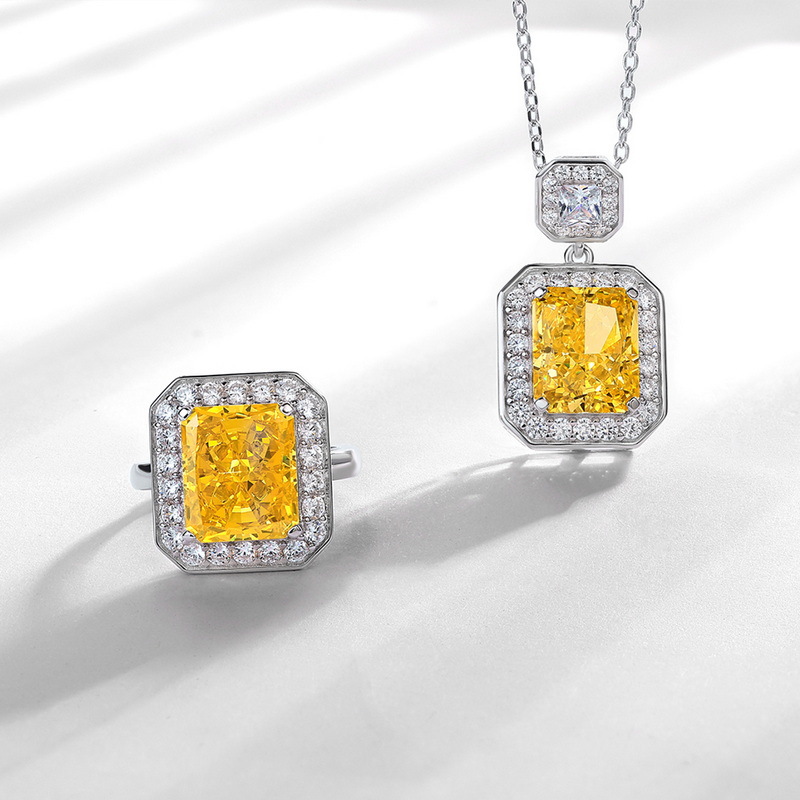 Wilsheng transfronterizo especial S925 plata llena de diamantes con incrustaciones de mujeres anillo rectangular de hielo corte flor aguamarina anillo de diamantes de alto carbono