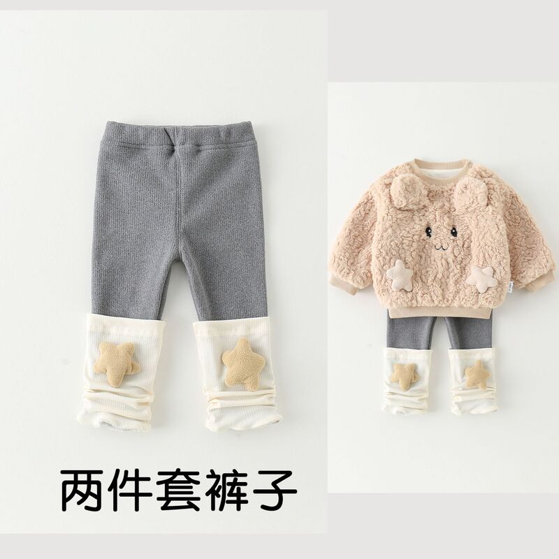 婴儿衣服秋冬季毛毛卫衣两件套外出服新生初冬超萌可爱女宝宝套装|undefined