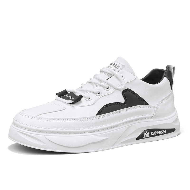 Pequeños zapatos blancos de cuero para hombres zapatos de skate estudiantes juveniles primavera 2025 nuevos zapatos de moda para hombres zapatos de moda casuales