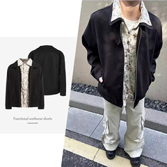【CSMY】OkayThxBye 花里假两件呢料夹克翻领拉链秋冬休闲外套男