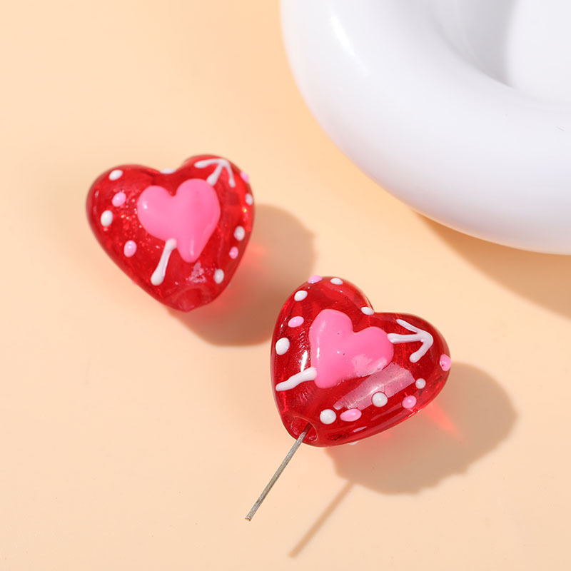 10g Weight Pendant, Beads Jewelry Making Type 20mm Jewelry Making Size DIY Jewelry Accessories Classification 1 Piece Quantity Glass Material Heart Shape Pattern Enamel Design Sweet Style 1 Piece 20mm Glass Heart Shape DIY Jewelry Accessories Pendant Beads 7