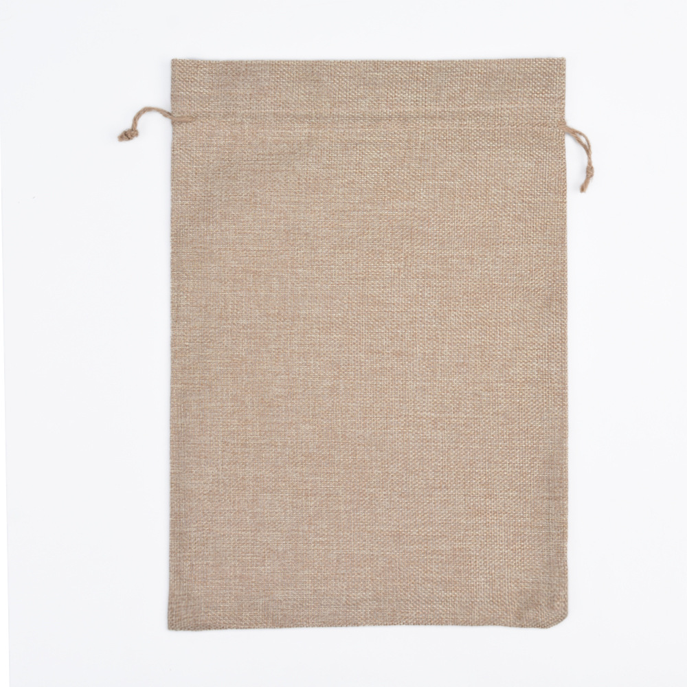 Vintage bolsa de lino cordón Navidad regalo artesanía joyería embalaje imitación Lino pequeño bolso de lino fábrica al por mayor