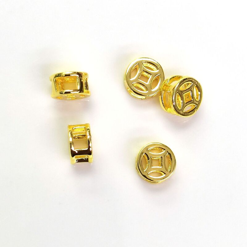 14k包みの金の保色の透かし彫りのビーズの銅銭diyの手作りのアクセサリのネックレスのブレスレットのビーズのスペーサーの材料|undefined