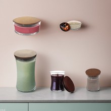 透明收腰杯收口玻璃杯玻璃烛杯灌蜡玻璃烛台玻璃器皿配松木盖