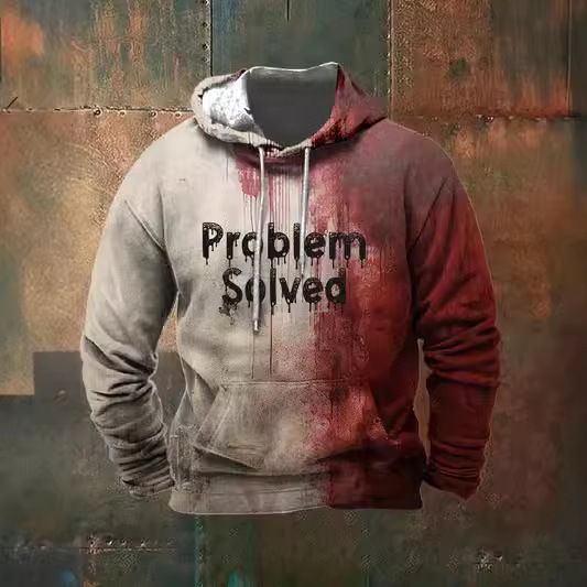 2024 Halloween Cross-border Explosions Men's Problem Solved Halloween Print Hoodie Direct Sales