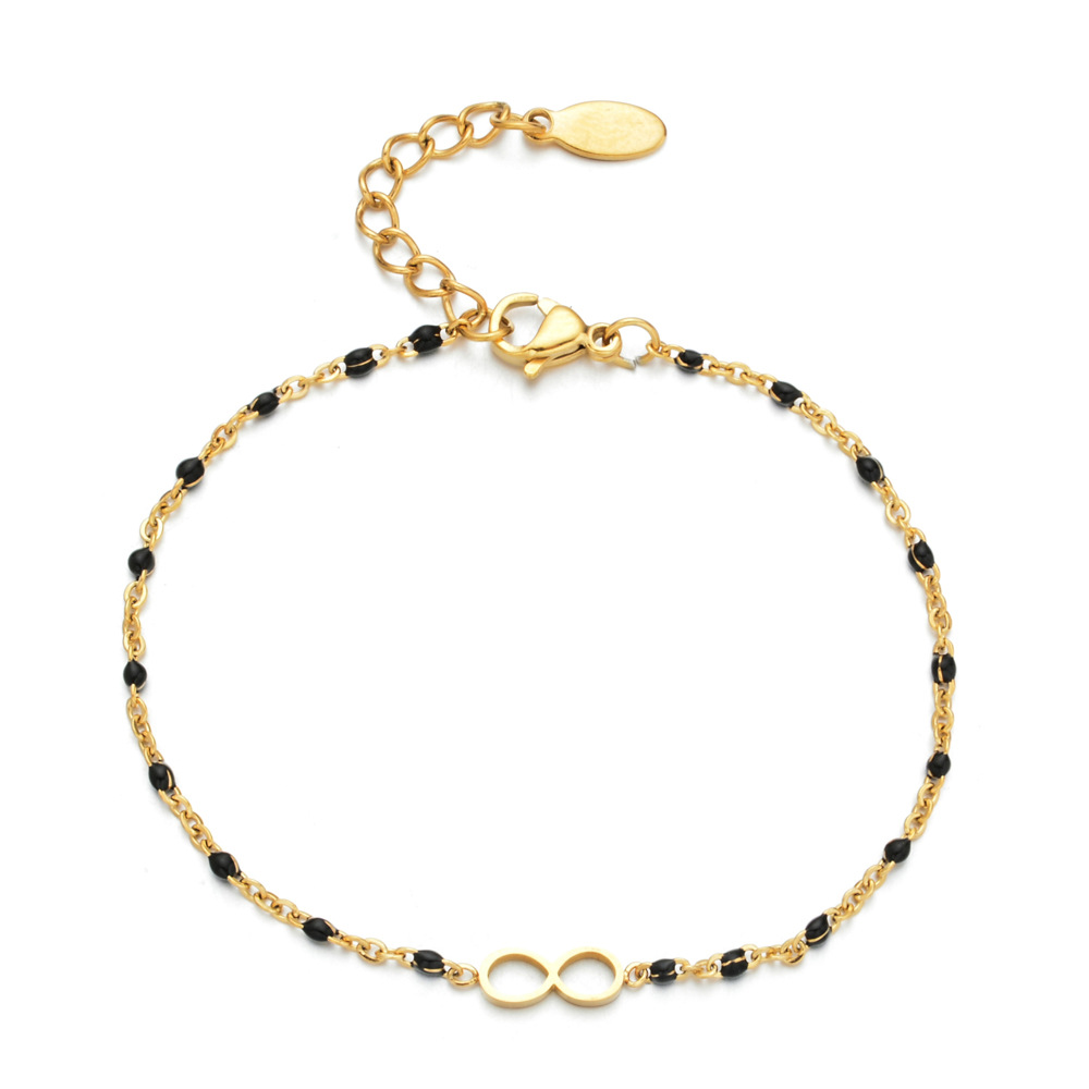 Infinity Pattern Women'S Gender Simple Style Commute Infinity Stainless Steel Enamel Plating Bracelets
