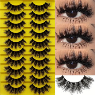 Europe and the United States cross-border new 10 pairs of high imitation mink hair false eyelashes natural simulation thick curly eyelashes wholesale