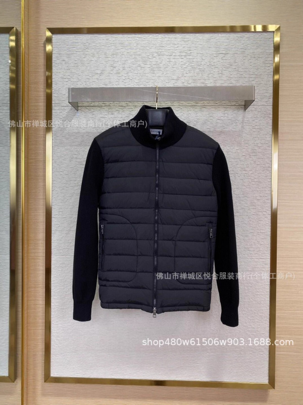 欧洲站新款M家针织拼接休闲羽绒服男白鸭绒保暖情侣修身羽绒外套|undefined