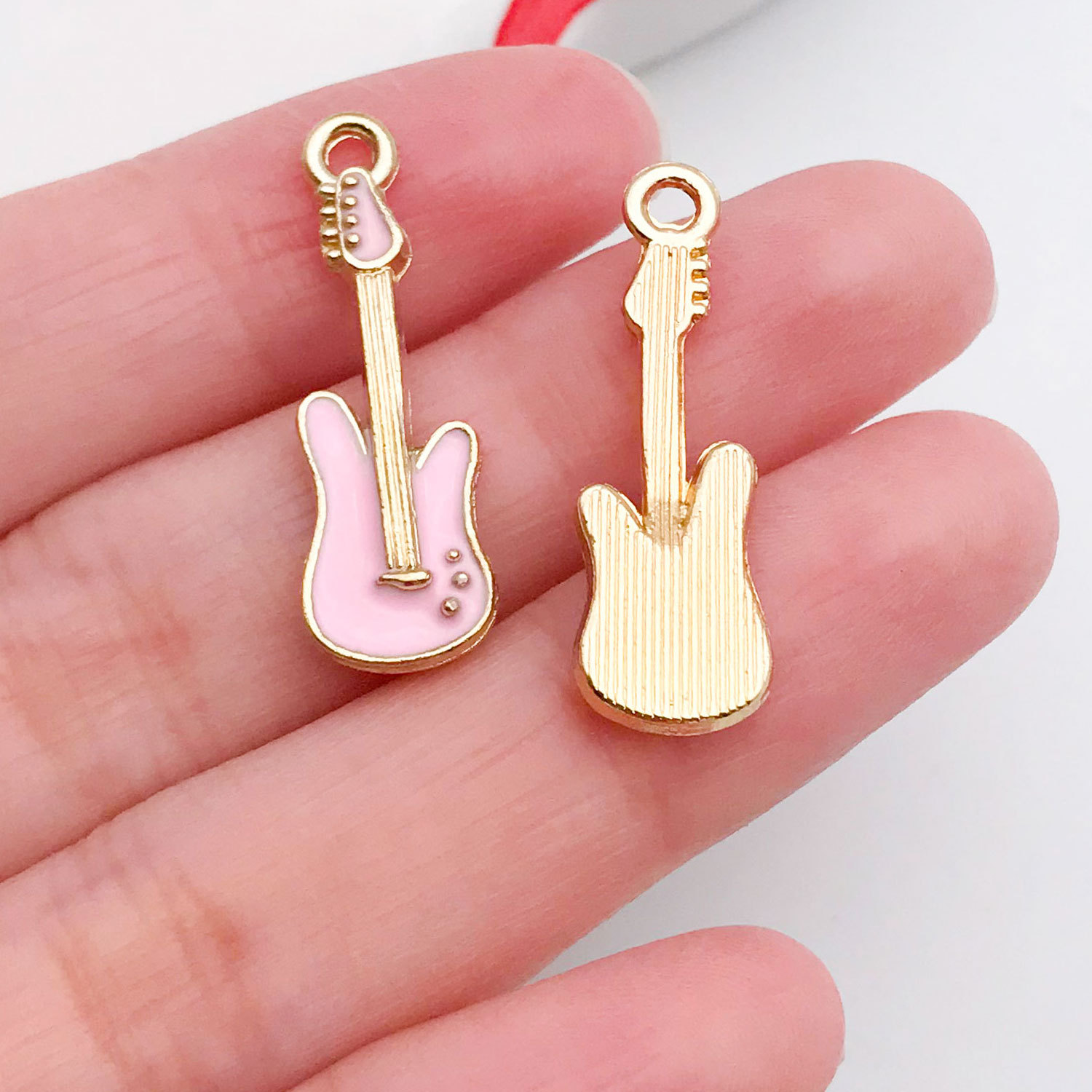 19456-XP-粉色锌合金滴油音乐乐器吉他27x9mm-1