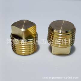 实心黄铜外丝堵头 1/2NPT 方头堵头 square head plug 美标铜管件
