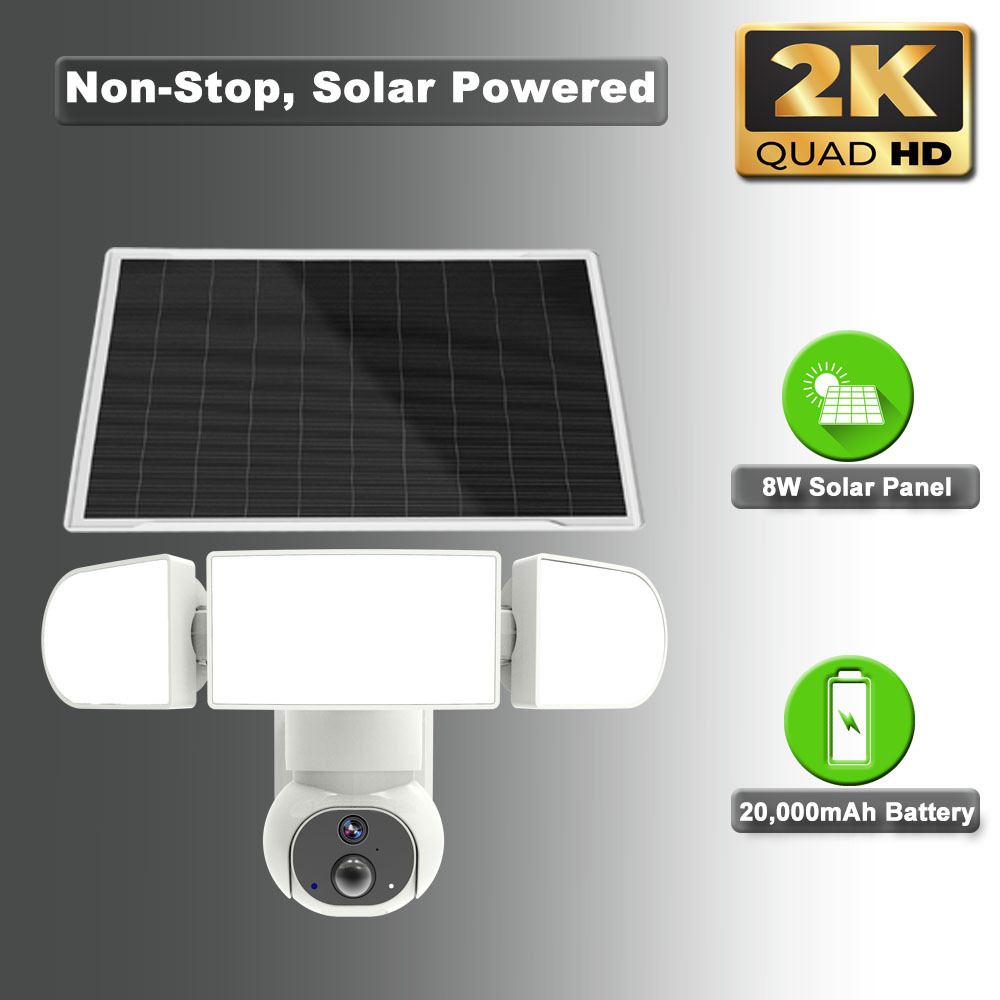 户外庭院灯摄像头 4MP无线低功耗泛光灯UBox太阳能监控器摄像头