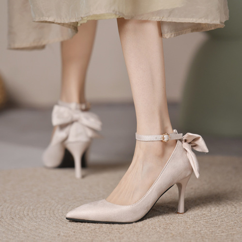 High-heeled wedding shoes  new spring and autumn shallow mouth fashion stiletto sexy pointed toe French fairy style single shoes for women