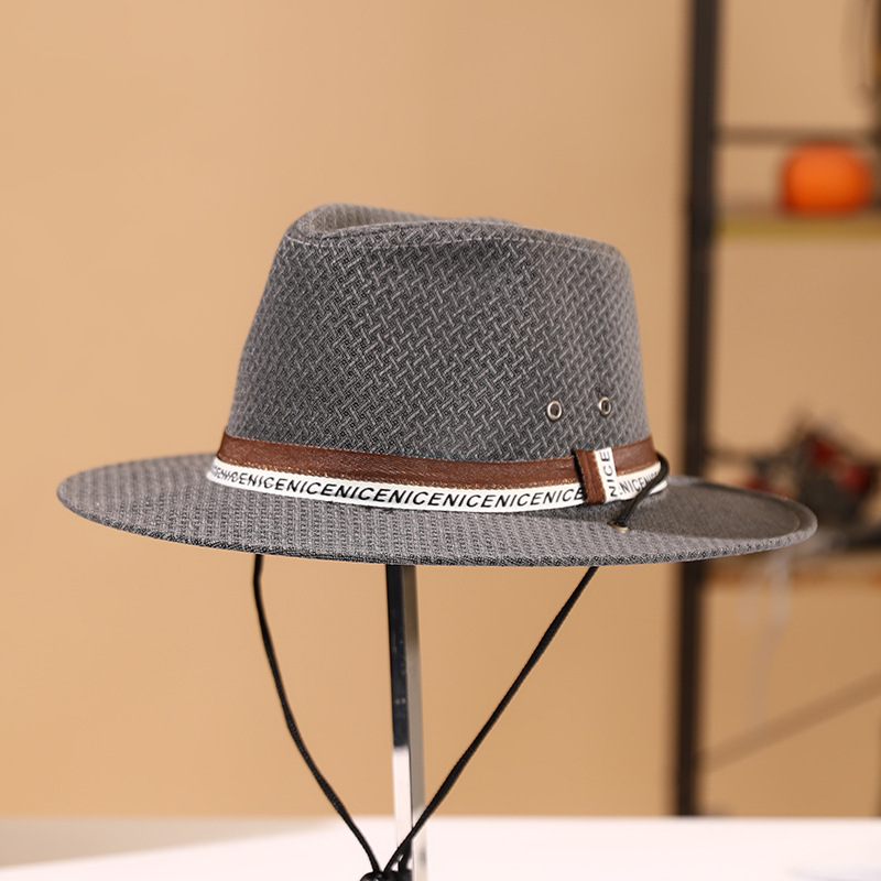Sombrero de copa de primavera y verano de lino nueva moda casual protección solar al aire libre sombrero de sol a prueba de viento cuerda vacaciones sombrero transpirable al por mayor image 3