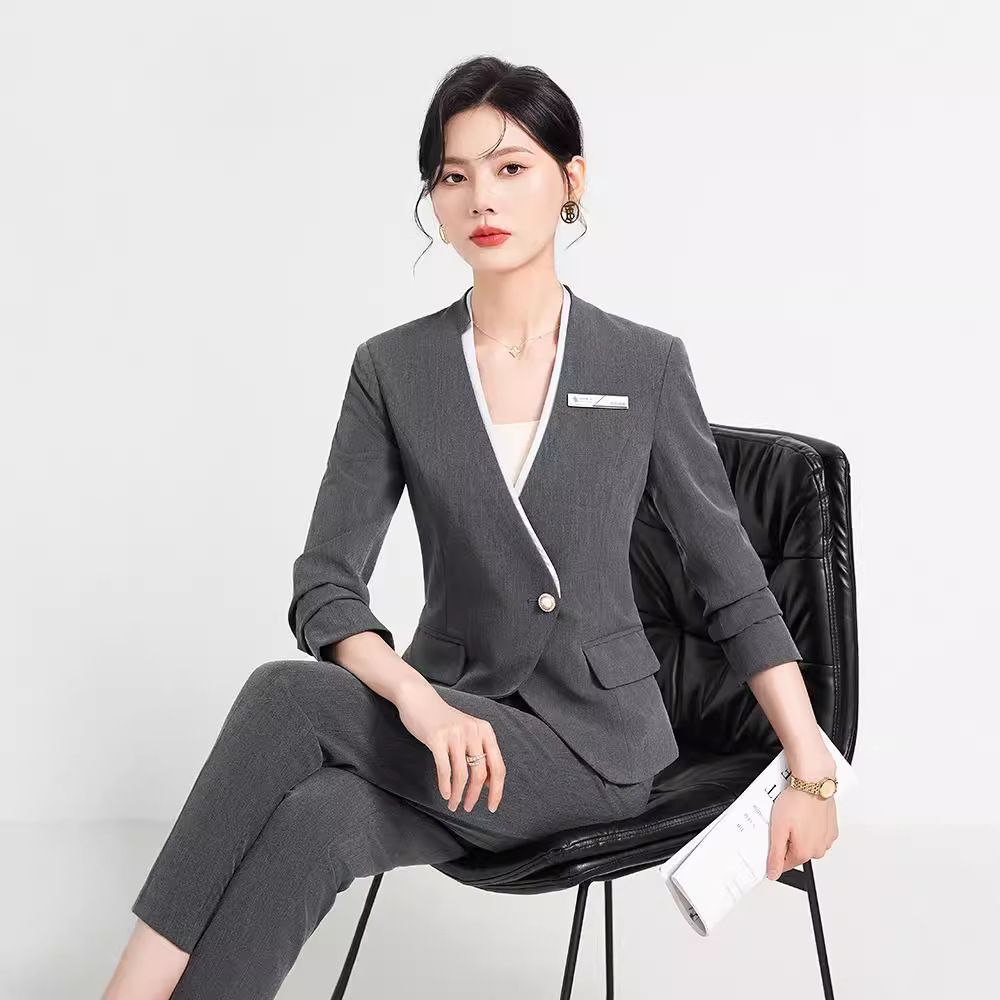 전문 세트 세트 여성의 2024 가을 새 작업복 기질 허리 쥬얼리 스토어 판매 부서 작업복 하이 엔드