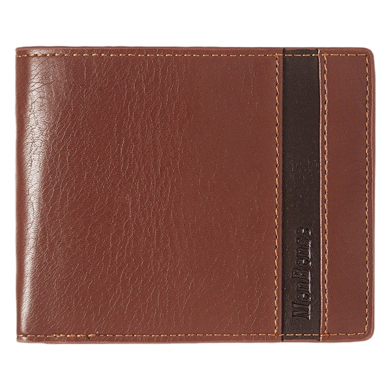 MenBense billetera horizontal de costura corta para hombres multi-Tarjeta abierta titular de la tarjeta de 3 veces billetera de moda bolsa de cremallera