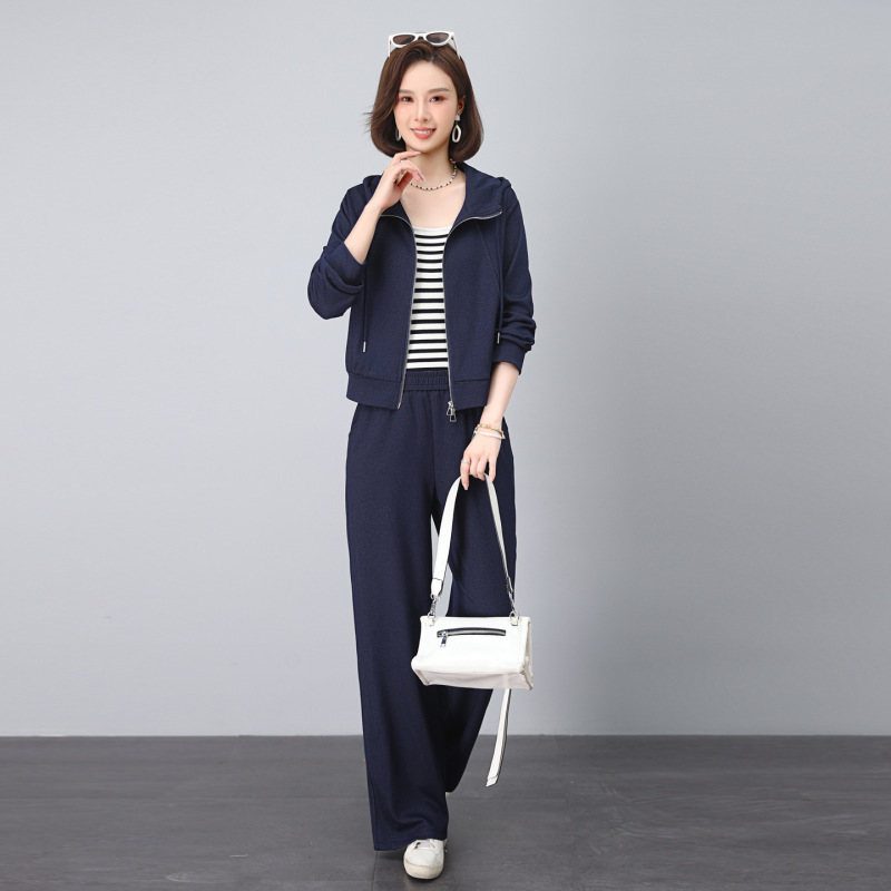 2025春秋新款女装运动休闲连帽卫衣外套阔腿裤两件套显瘦减龄套装|undefined