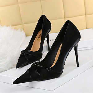 3391-3 han edition elegant party high-heeled shoes high heel with a pedicure shallow thin mouth pointed bow women's shoe