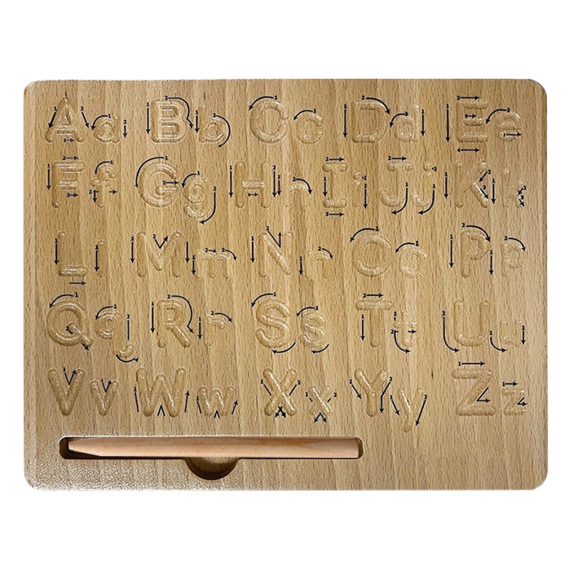 Jardín de infancia de madera, palo, tablero de roscado, tablero de práctica de letras numéricas para niños, integración de la educación temprana, movimiento fino, juego de madera