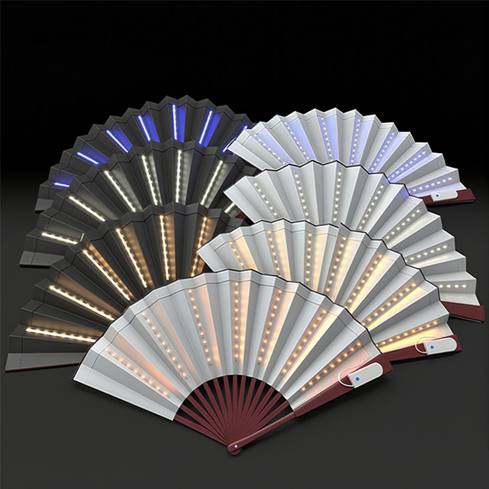 Atmósfera de actuación en el escenario accesorios LED ventilador luminoso ktv bar club nocturno Bengdi ventilador plegable 6V LED ventilador de fantasía