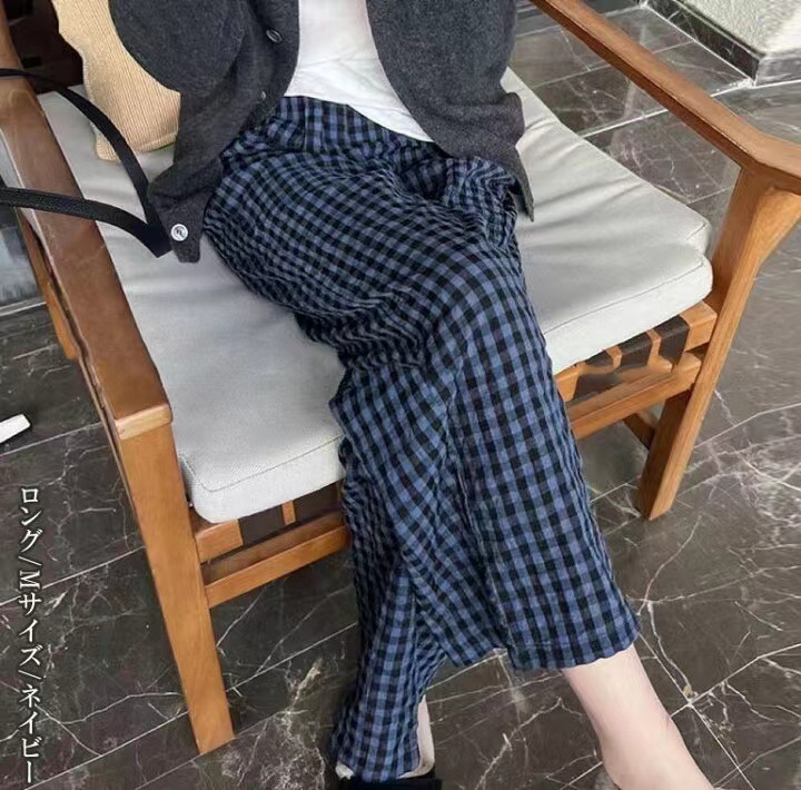 네이비 체크무늬 [반바지]