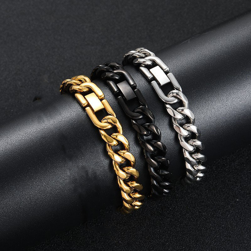 Trendy Stainless Steel Cuban Bracelet for Men, Silver Simple Six-Sided Polished Titanium Steel Jewelry Bracelet Trendy Stainless Steel Cuban Bracelet for Men, Silver Simple Six-Sided Polished Titanium Steel Jewelry Bracelet