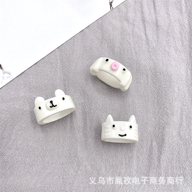 Nuevo anillo de combinación oso gato pulpo anillo de resina anillo de color de dibujos animados transfronteriza Venta caliente