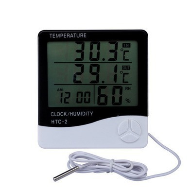 Termómetro interior e higrómetro HTC-2 de alta calidad para interiores y exteriores, reloj despertador, pantalla de doble temperatura para el hogar, termómetro electrónico con sonda image 6