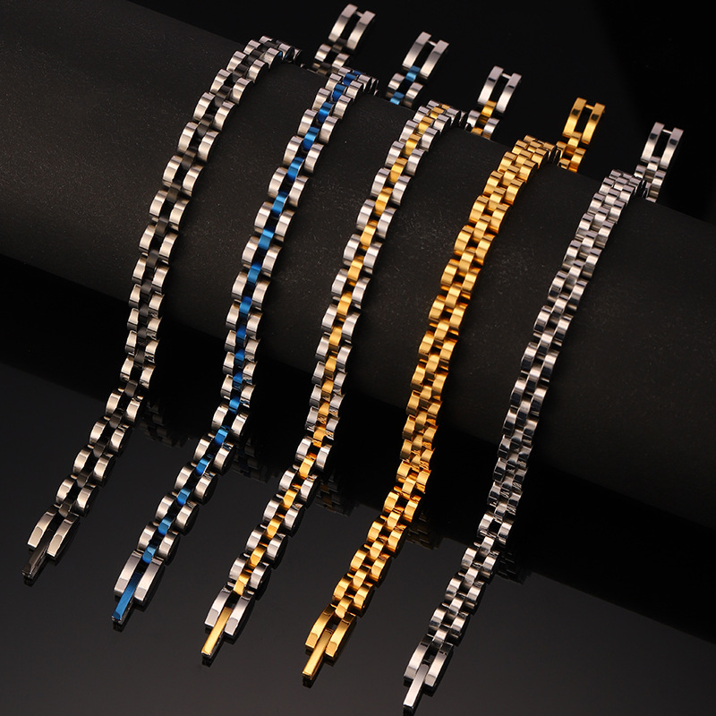 39g Weight 0.03µm-0.05µm Gold Plating Thickness PVD Coated Gold Plating Process 18K Real Gold Plated Plating Material Bracelets Classification 304 Stainless Steel Chain Material 1 Piece Quantity Business, Daily Occasion Titanium Steel Material Geometric Pattern Men's Gender Retro, Classic Style Style Plating Craft Retro Classic Style Geometric Titanium Steel Plating Men's Bracelets Men's Chain Bracelets 1
