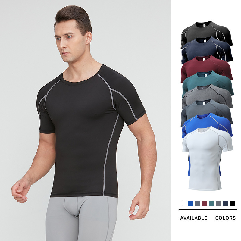 Men's Pro Bodysuit Short-Sleeved Amazon Sports Running Training Clothes Basketball Fitness Clothes Quick-Drying Short-Sleeved T-Shirt