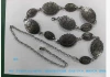 Silver rectangular carved waist chain
