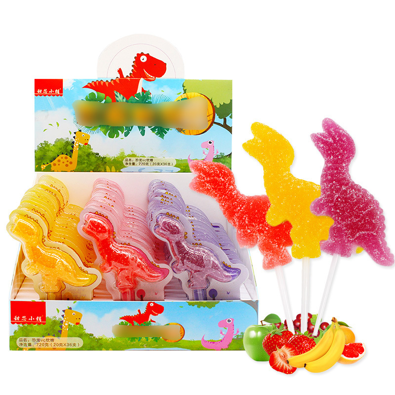 Small Dinosaur Lollipop Cartoon Soft Candy Snack Small Food Snack Trendy Food Popular Food Wholesale for Students and Children