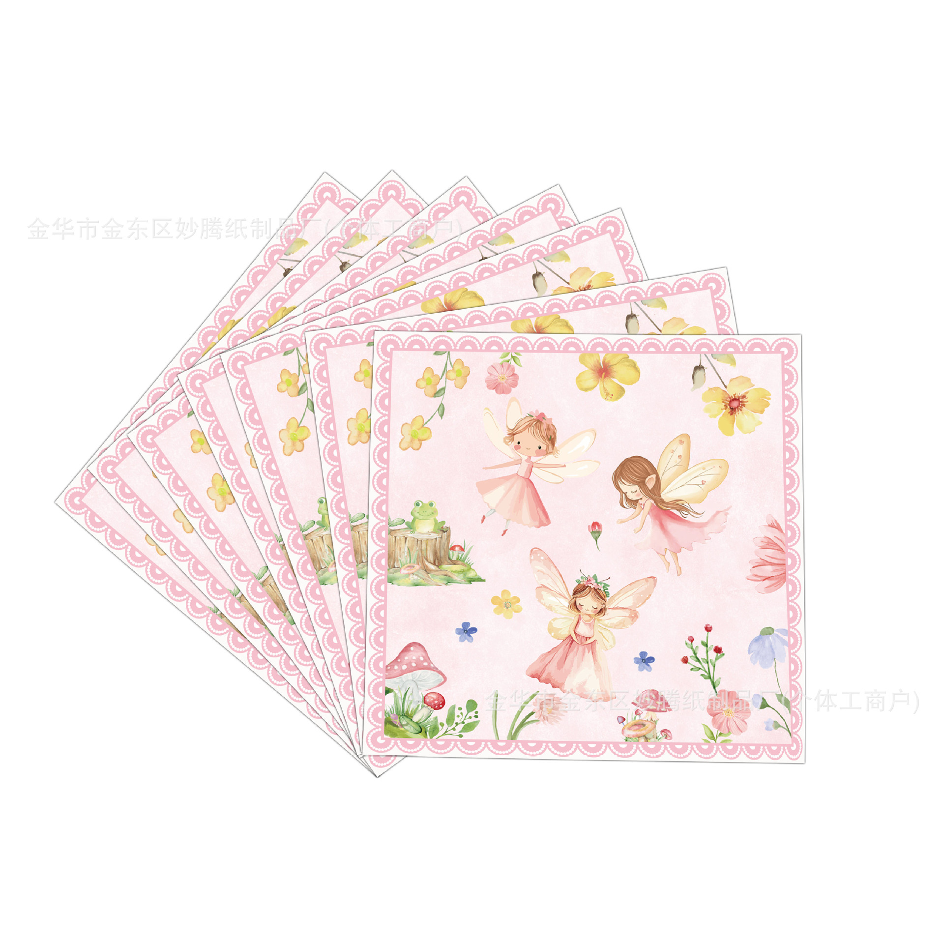 Nuevo rosa pequeña hada flor castillo chica fiesta temática de cumpleaños bandeja de papel desechable taza de papel conjunto de toallas