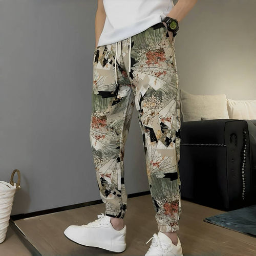 Summer men's new autumn flowy trendy casual pants, fashionable and versatile loose ankle style stylish harlon