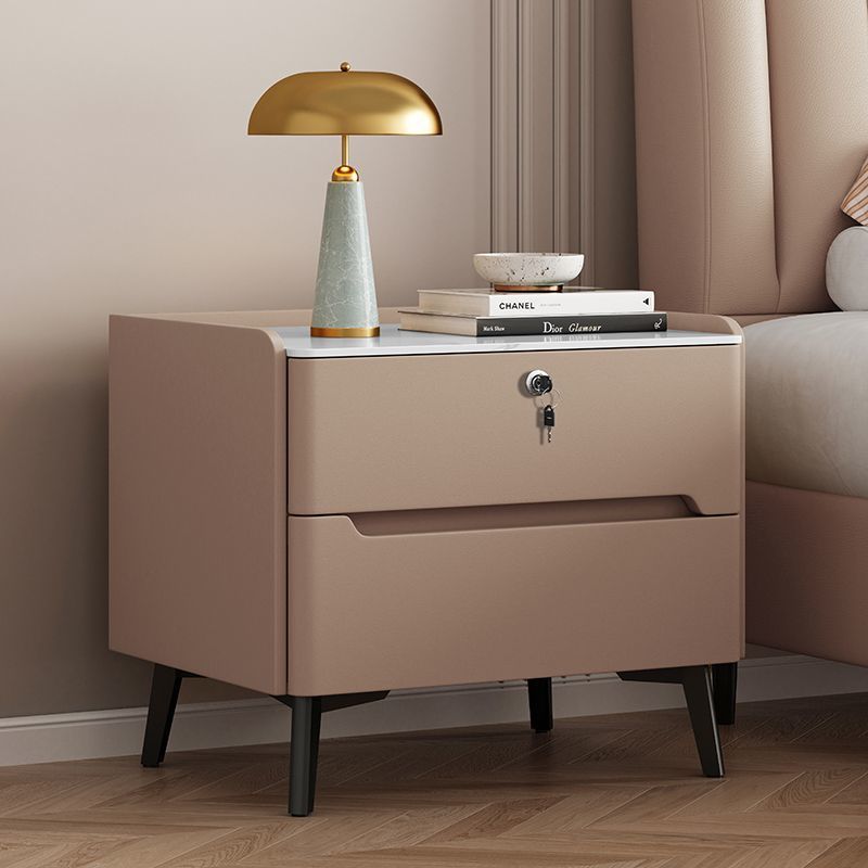 Slate Solid Wood Leather Light Luxury Bedside Table Bedside Table Simple Home High-End Modern Bedroom Storage New Small