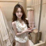 AS OFFICIAL重工立体玫瑰荡领小衫女2026夏季新款设计感甜美背心