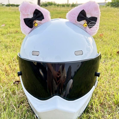 Decoration Cat Ears 3D: Motosiklet dəbilqələri - pink-with-pink-and-black-bow