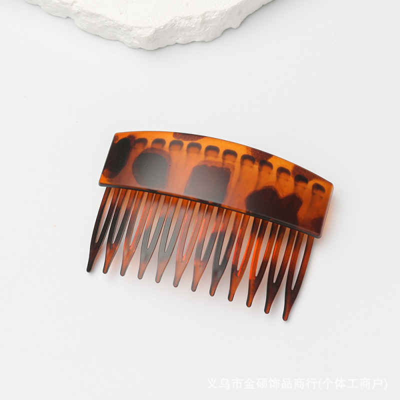 初秋美拉德色系豹纹款12齿高颅顶神器简约温柔倒插梳复古高级头饰|undefined