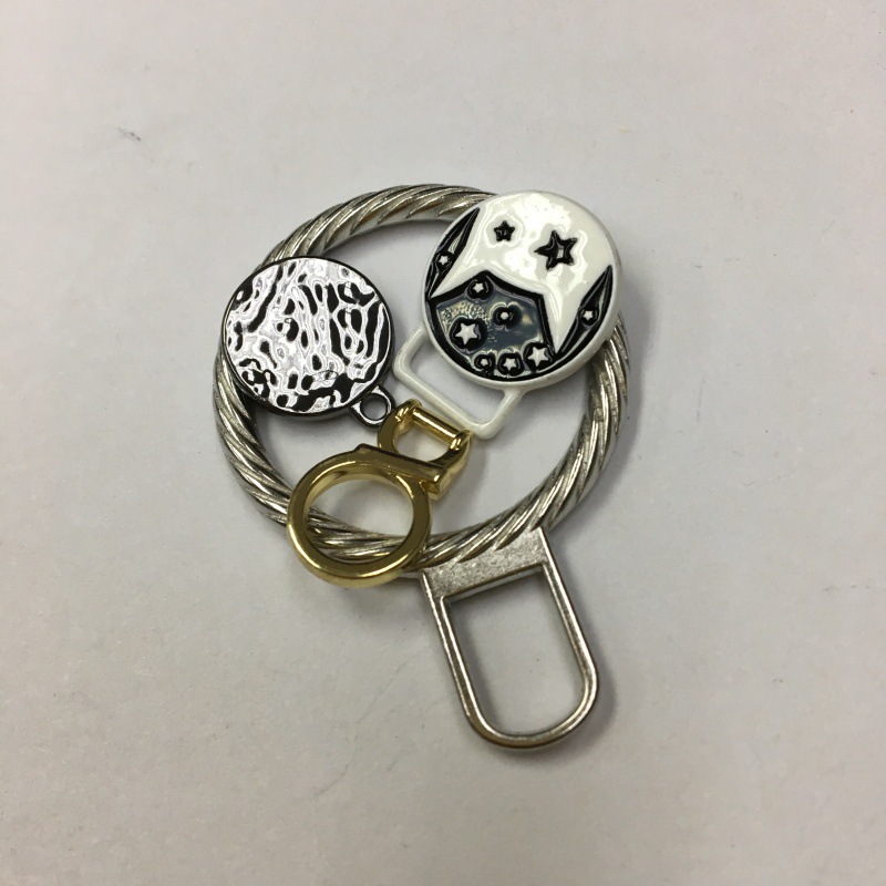 圆形钮扣造型手袋合金拉片箱包五金拉链拉牌皮具金属装饰金属扣