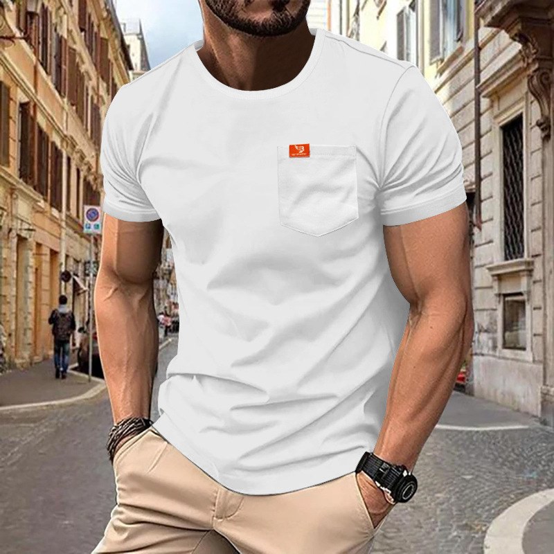 Camiseta de manga corta para hombre, estilo europeo y americano, talla grande, color liso, con botones y cuello Henley.