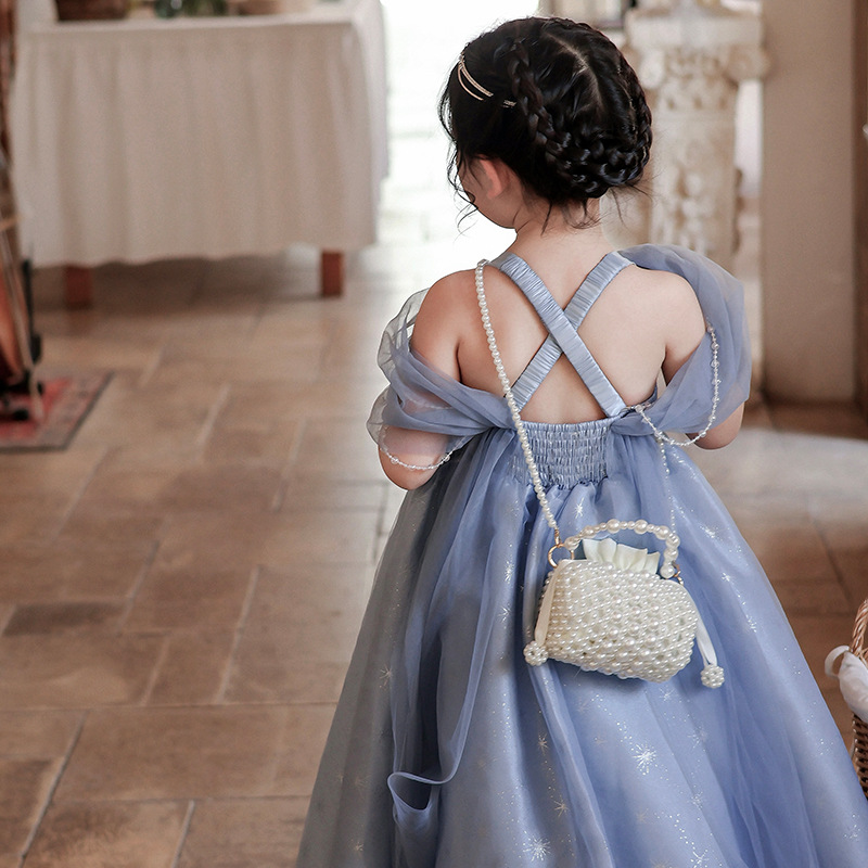 2025 nuevo bolso para niños fresco dulce perla trenzada bolso de hombro para niñas mini bolso de almohada para niños