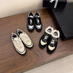 小香风休闲鞋女2025年秋冬新款毛毛休闲棉鞋防滑小个子厚底运动鞋