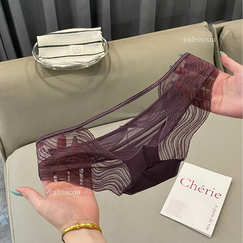 T5209 # French-Style Fashion Light Luxury High-End Women's Satin Lace Panties Hollow-Out Comfortable Breathable Briefs New Model