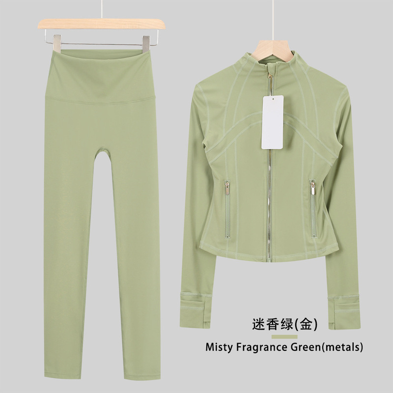 LULULACIE九分短款立领夹克运动套装DF外套上衣长袖女健身瑜伽服|undefined