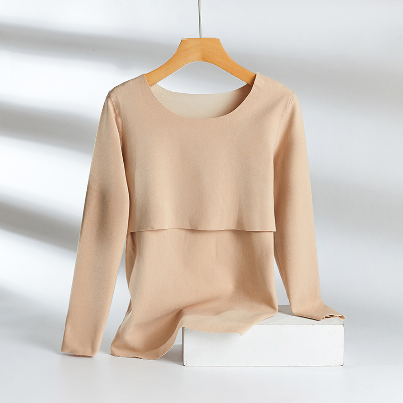 孕妇德绒衣秋衣秋裤套装秋冬哺乳上衣喂奶月子服护肚打底衣孕期|undefined