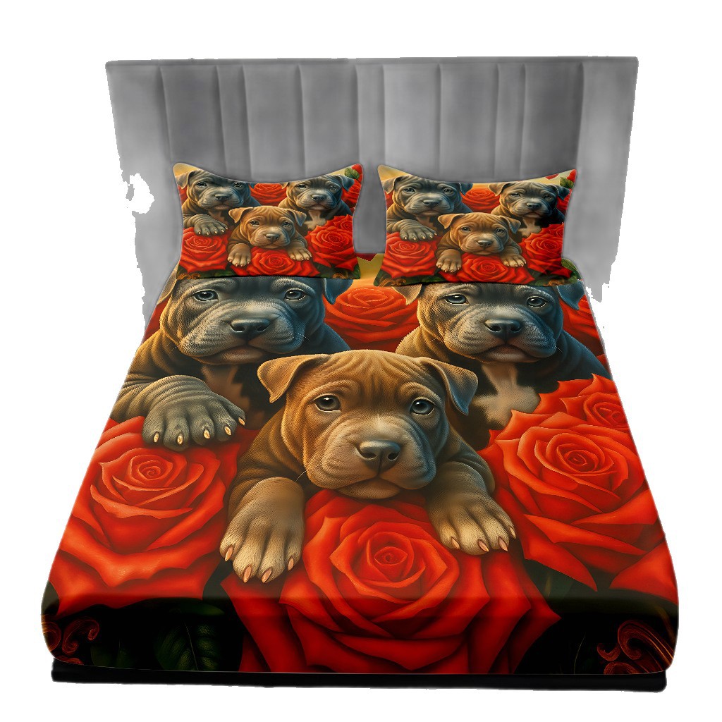 TEMU / JIT comercio exterior transfronterizo textil doméstico lindo perro 3D impresión digital cama cama cama cama kit de cama de cama vendida directa fábrica