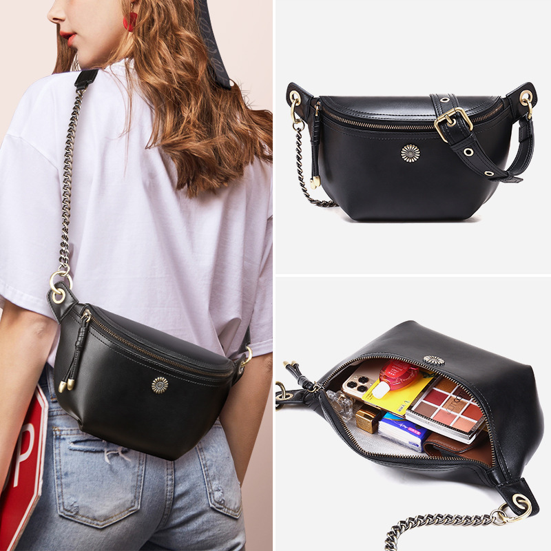 Bolso de cuero 2025 nuevo bolso de pecho de moda para mujer bolso de mensajero de moda de todo fósforo de verano para mujer bolso de cintura de gran capacidad coreana
