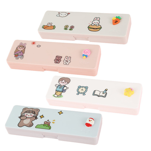 Morandi Color Cute Stationery Box Primary School Pencil Box Storage Pen Bag Student High-Looking Pen Box Wholesale