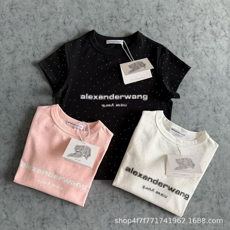 Nanyou Haute Couture 26Ss Spring/Summer New Collection Letter Embossed Full Body Rhinestone Women's Slim Fit Round Neck Short Sleeve T-Shirt Nanyou Haute Couture 26Ss Spring/Summer New Collection Letter Embossed Full Body Rhinestone Women's Slim Fit Round Neck Short Sleeve T-Shirt